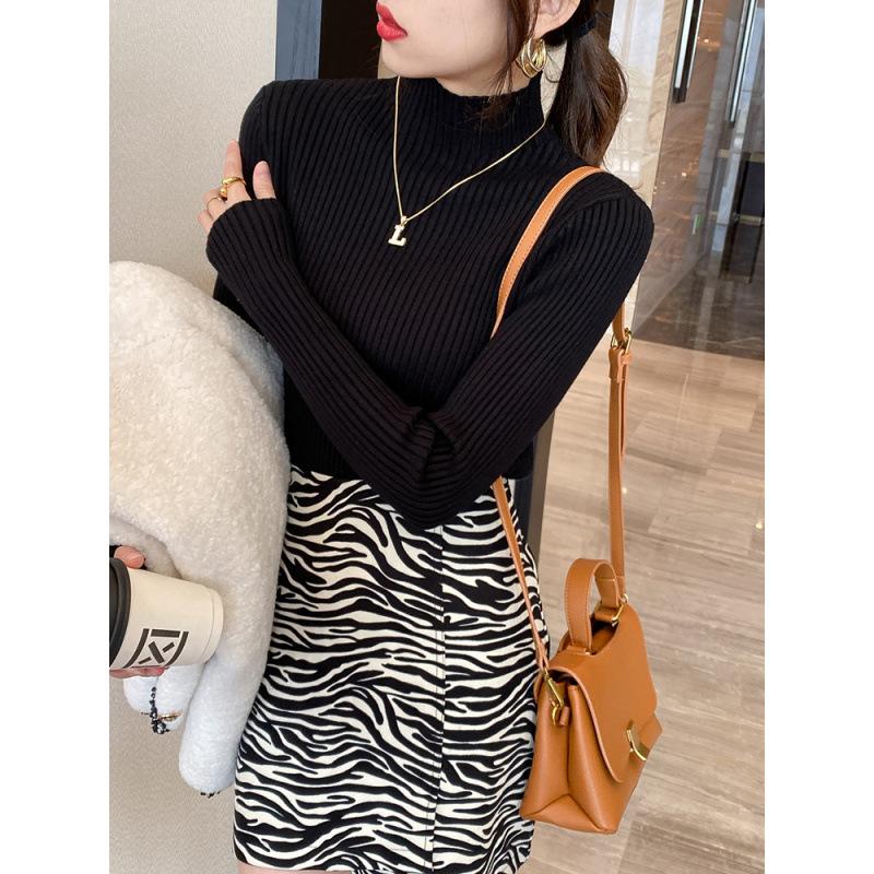 Elegant Solid Basic Knitted Tops Women Turtlneck Sweater Long Sleeve Casual Slim Pullover Korean Fashion Simple Chic Clothes