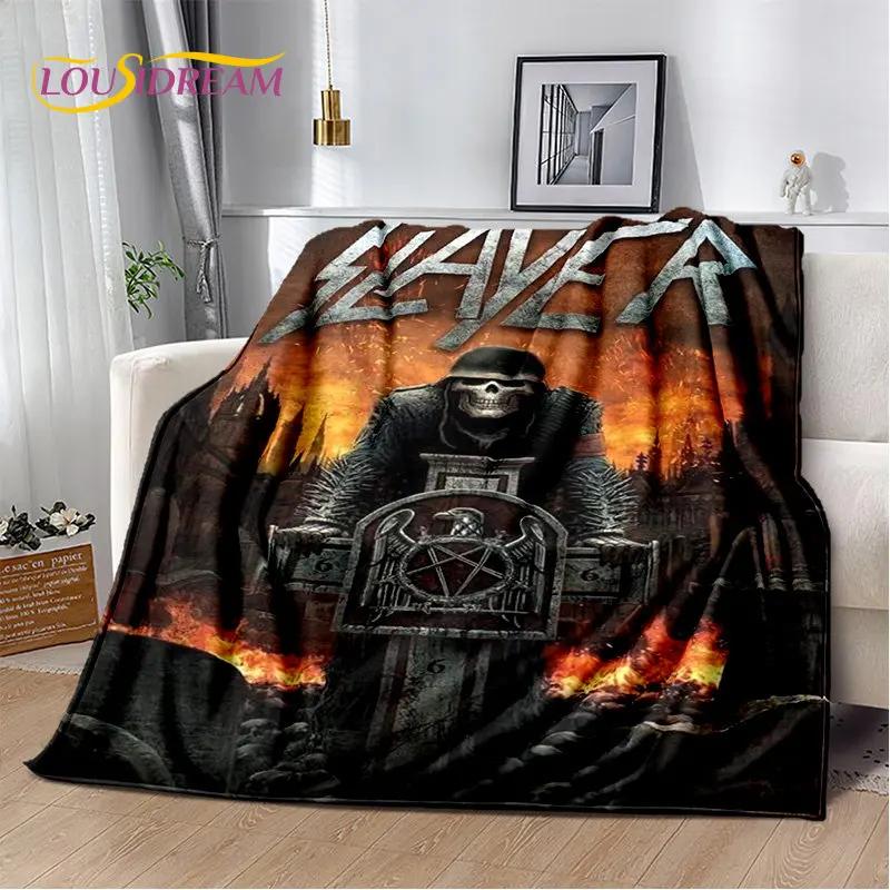 Slayer Heavy Metal Band Weiche Plüschdecke, Flanelldecke, Überwurfdecke für Wohnzimmer, Schlafzimmer, Bett, Sofa, Picknick-Abdeckung, warme Kinder