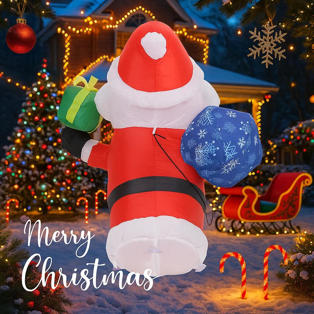 3.44FT Yard Party Decoration Inflatable Gift Bag Santa Toy LED Light Xmas Home Decor Supplies Ornaments Christmas Holiday Gifts