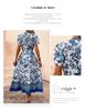 Retro Blue Ethnic Print Holiday Dress - Slim Fit