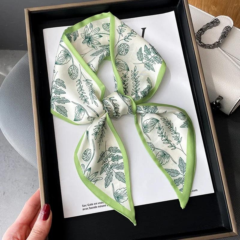 Fashion Print Hair Ribbon Scarf Women Neck Tie Bag Scarfs Satin Silk Skinny Headscarves Ladies Foulard Floral Bands 2026 New