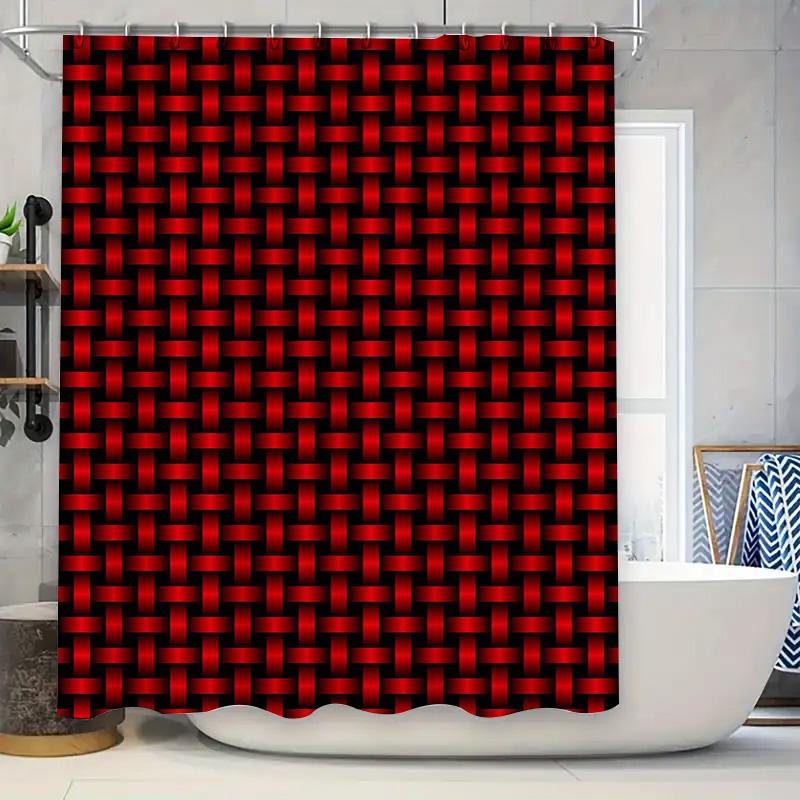 

Red Woven Shower Curtain Waterproof Fabric Bathtub Decor For Bathroom Accessories Home Decor (Size: 72X84 In) W60H190(CM)-1 Pcs