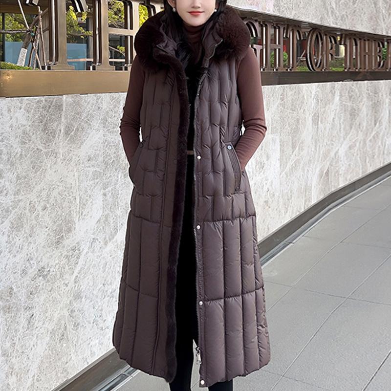 Fashion Winter Long Vest Woman Coats Elegant Thick Warm Sleeveless Parka Women's Jackets