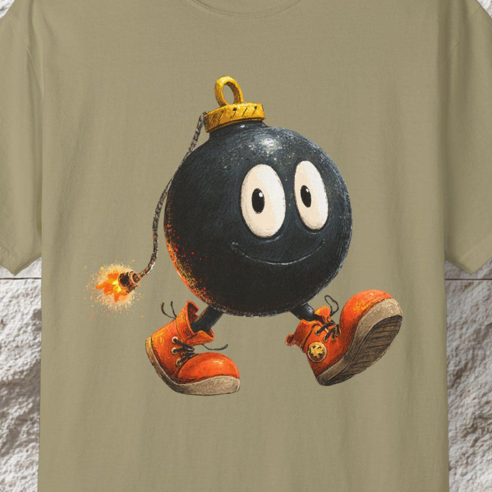 Cartoon Bomb Graphic T-Shirt, Retro Game Unisex Tee XL