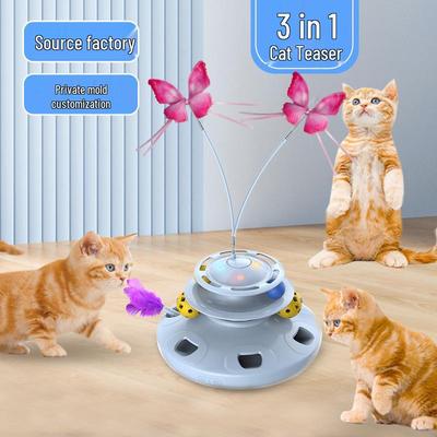 Electric Cat Toy: Turntable Teaser Stick with Butterfly for Cat Entertainment and Self-Amusement