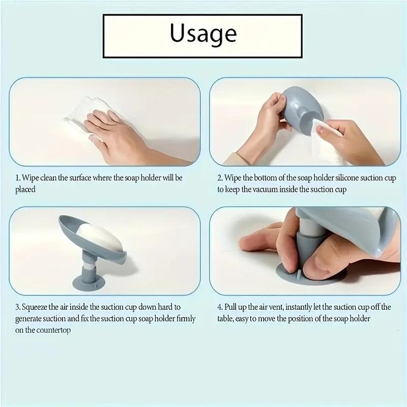 1/2pcs Leaf-shaped Soap Dish Drainage Rack Drill Bathroom Accessory with Suction Cups Non-Slip and Water Free Soap Tray Holder
