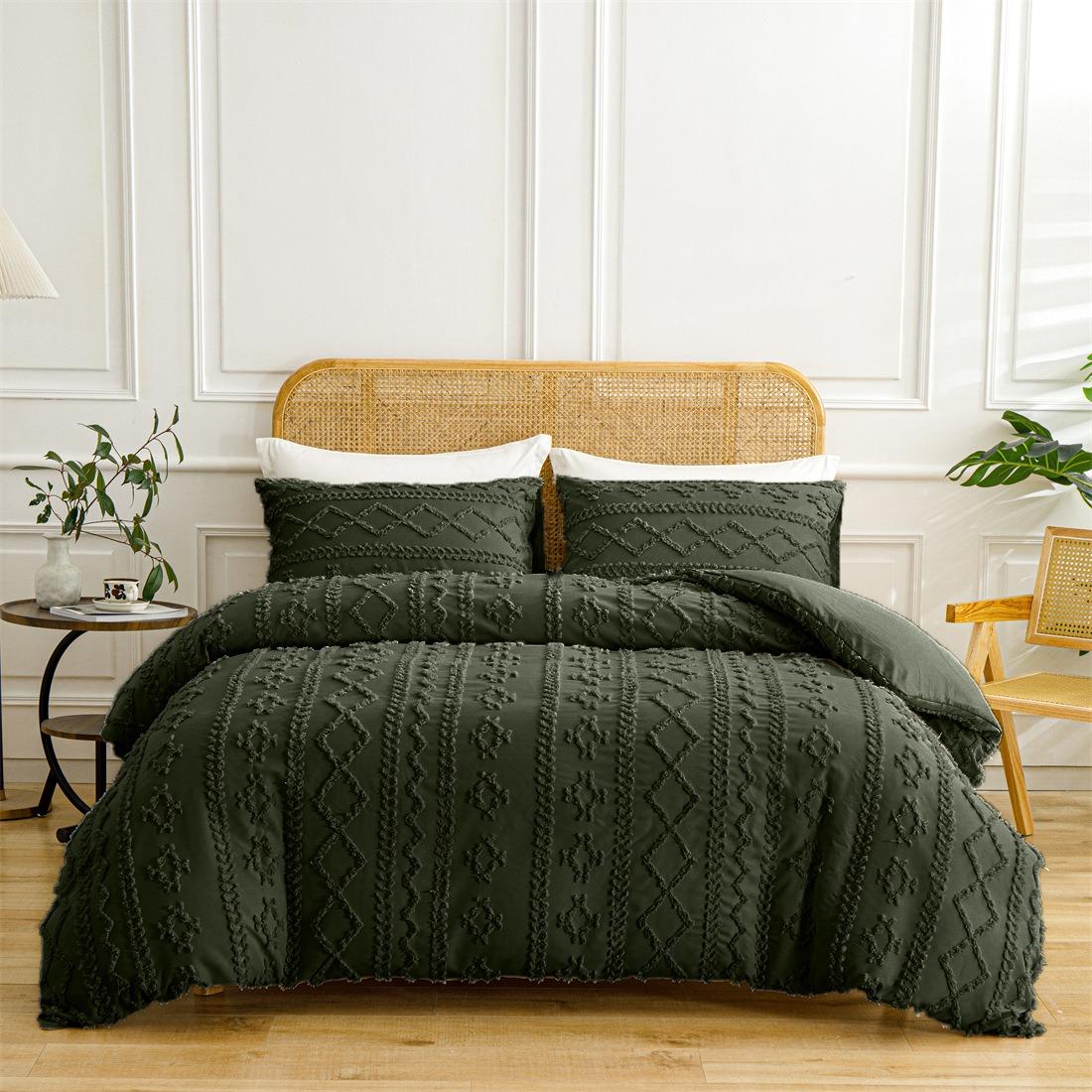 

Soft and Warm Solid Color Bohemian Cut Flower Three Piece Set Includes 1 or 2 Pillowcases in Multiple Sizes for Winter Bedding 2pcs-1.3x2M