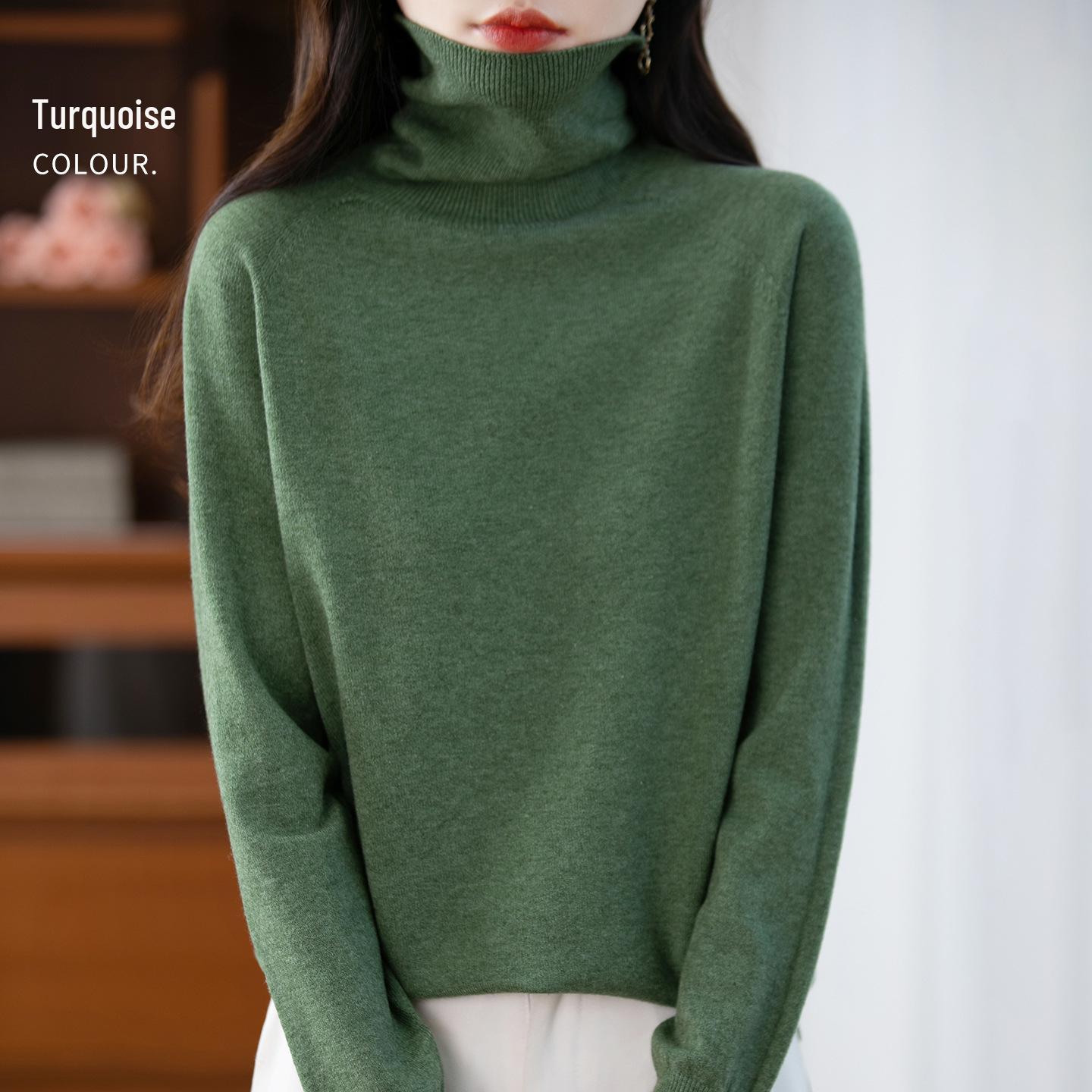 

Autumn High Turtleneck Long-Sleeved Fleece Knit Pullover for Women L 105-120 jin