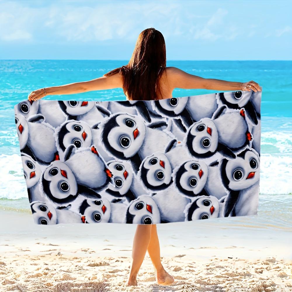 1 Stück Cartoon-Pinguin Schnelltrocknendes Mikrofaser-Strandtuch Übergröße Sandfrei Leichtgewicht Für Schwimmen Camping Damen