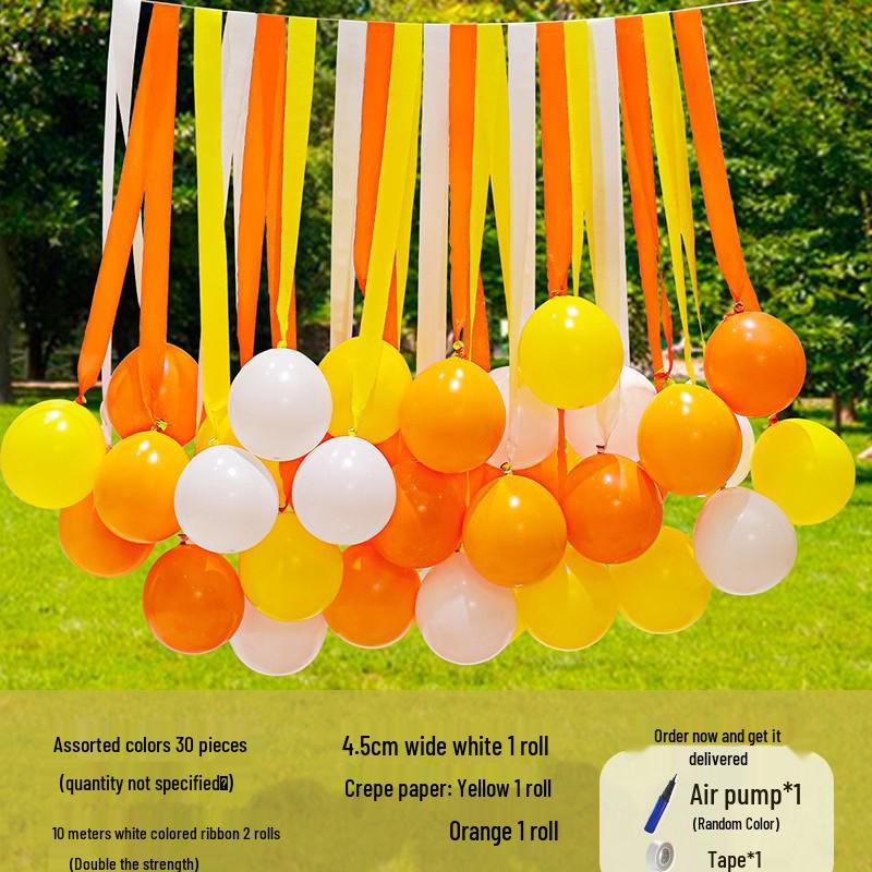2026 Children's Day Graduation School Decoration: Rainbow Balloon & Ribbon Setup for Outdoor Classroom Camping Atmosphere