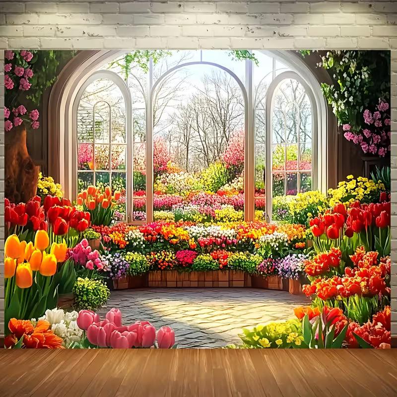2D Colorful Flower Conservatory Background for Wedding Photoshoot