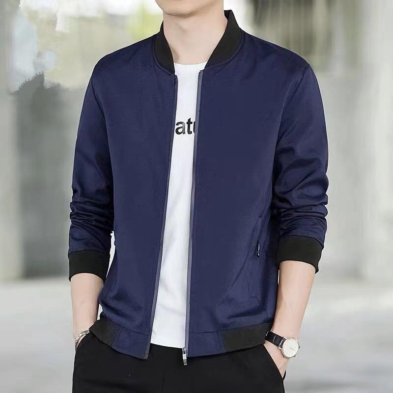 Men S Casual Baseball Jacket Spring Autumn Solid Long Sleeve Coat