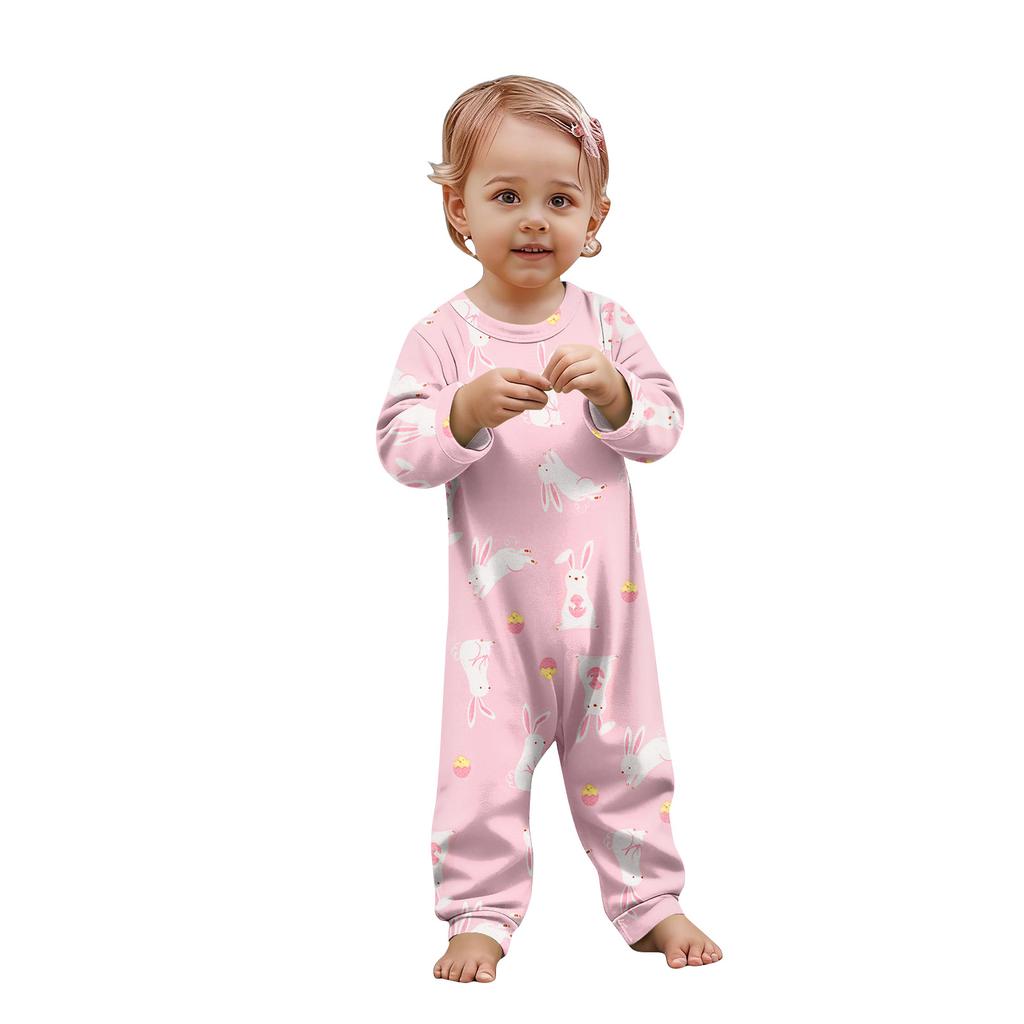 Easter-print Matching Family Loungewear Set With Long-sleeve Tops And Pants