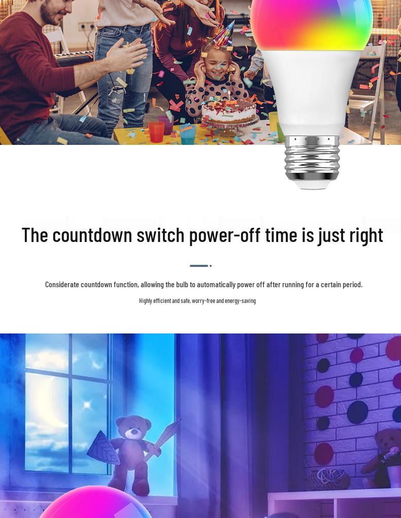 WiFi Smart RGB LED Bulb E27 9W, Seven-Color