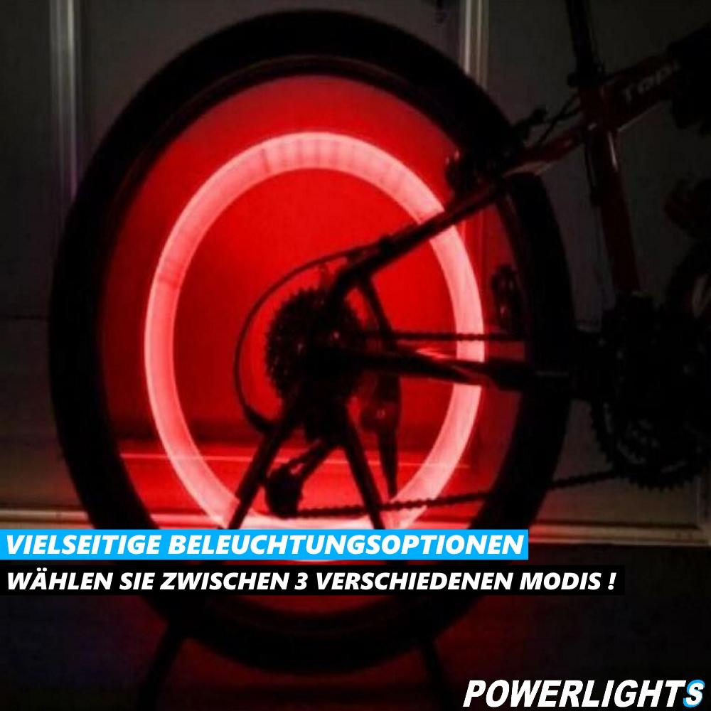 POWERLIGHTS LED Světlo do drátů jízdního kola Osvětlení Světlo na kolo Světlo na ráfek [Sada 2 kusů]
