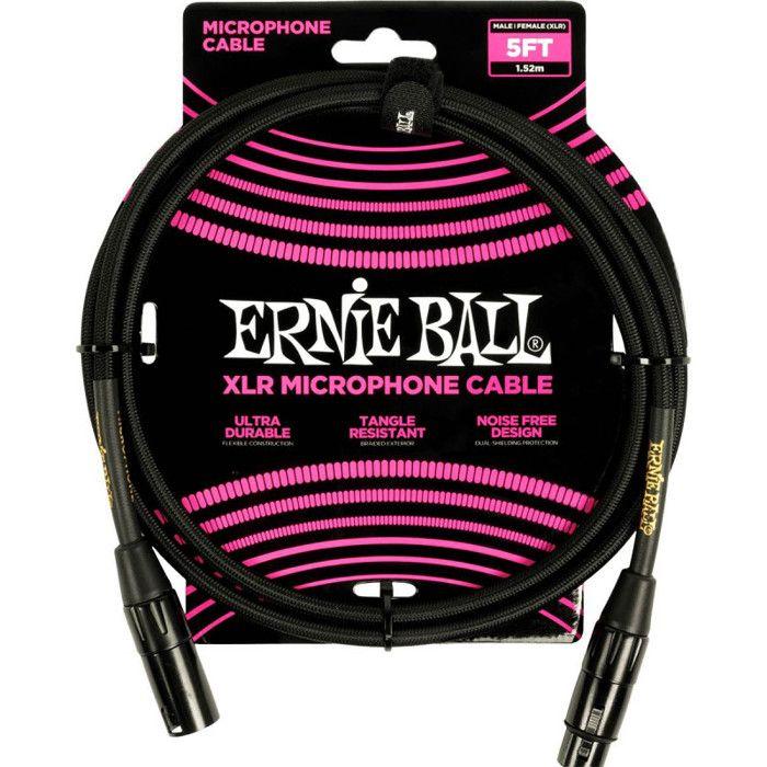 Câble micro - ERNIE BALL - 6390 - XLR/XLR - 1,5m - Tressé noir