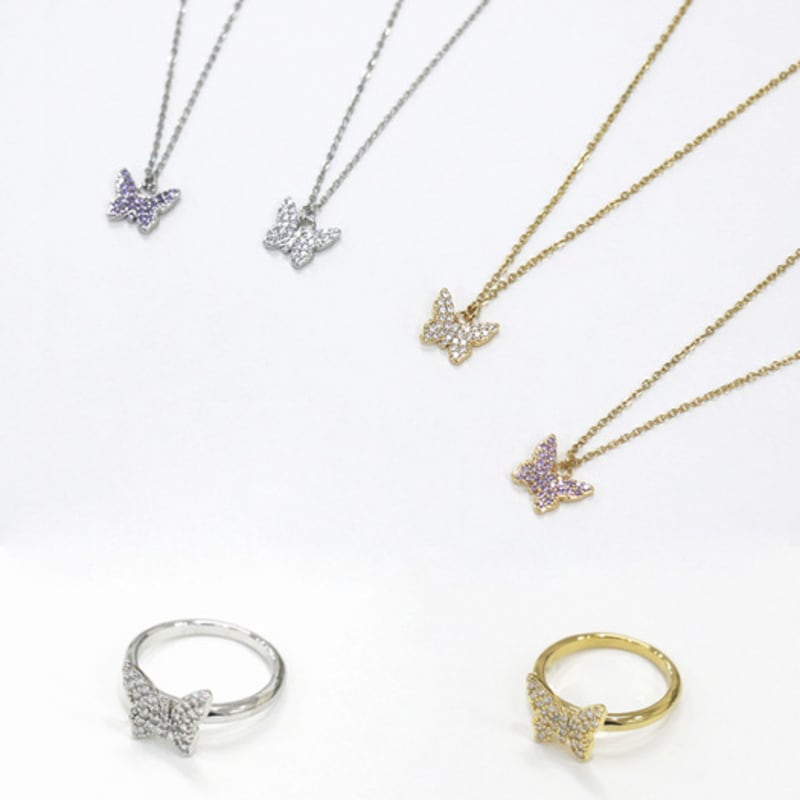 KINDABABY cubic butterfly necklace / ring