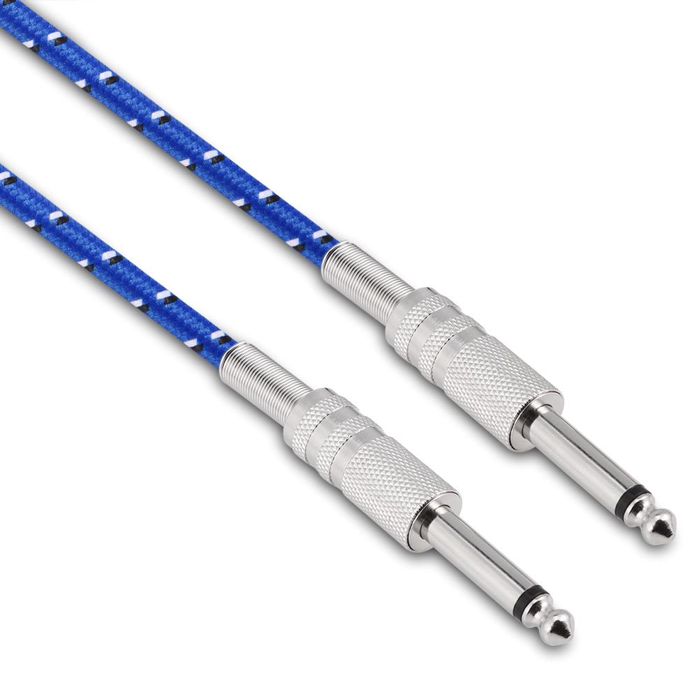 Mono Guitar Cable Male To Male Wire Cord 6.35mm Straight Plug for Electric Instruments 1m