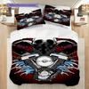 Vintage Motorcycle Spirit Three-piece set (1 * duvet cover + 2 * pillowcase, without core) 2D Flat Christmas birthday gift Duvet cover and pillowcase