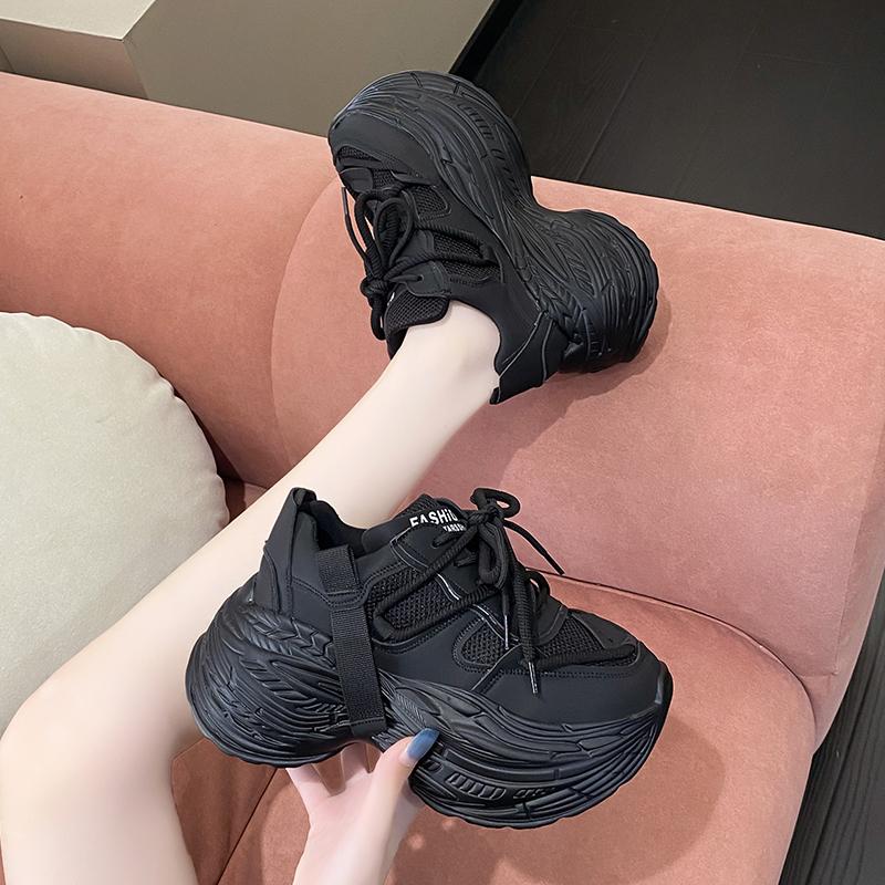 Aphixta Platform Sneaker Boots Height Increasing Lace Up Autumn Winter Women Shoes Thick Botton Sole Boots Mesh Casual Shoes