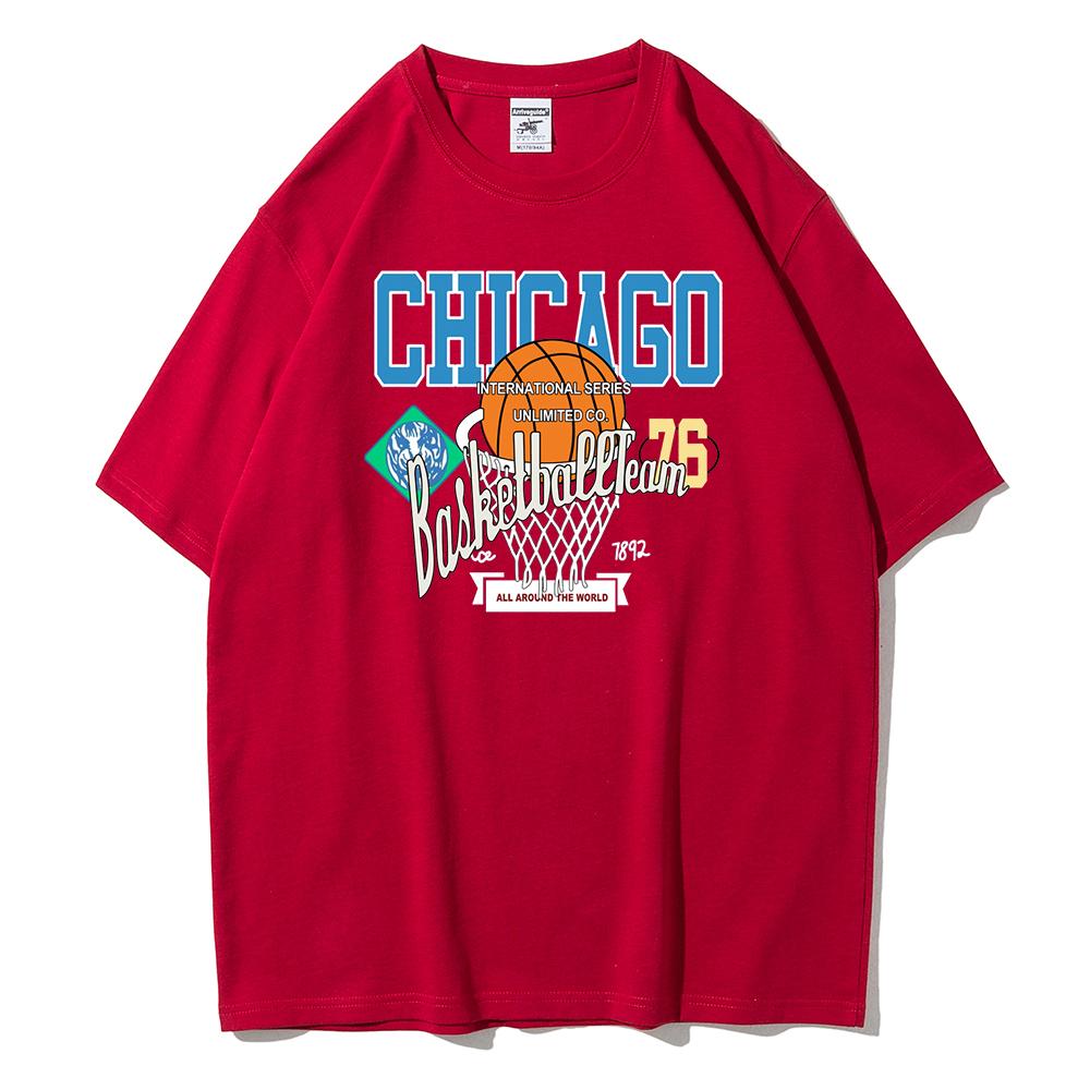 

Женская летняя футболка из мягкого хлопка с принтом Chicago Basketball Club 76, уличная одежда, бренд, короткий рукав, дышащая, оверсайз L