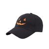Halloween Baseball Hat Halloween Embroidered Pumpkin Face Baseball Cap Breathable Adjustable Outdoor Sun Hat