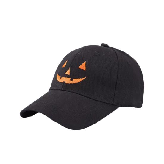 Halloween Baseball Hat Halloween Embroidered Pumpkin Face Baseball Cap Breathable Adjustable Outdoor Sun Hat