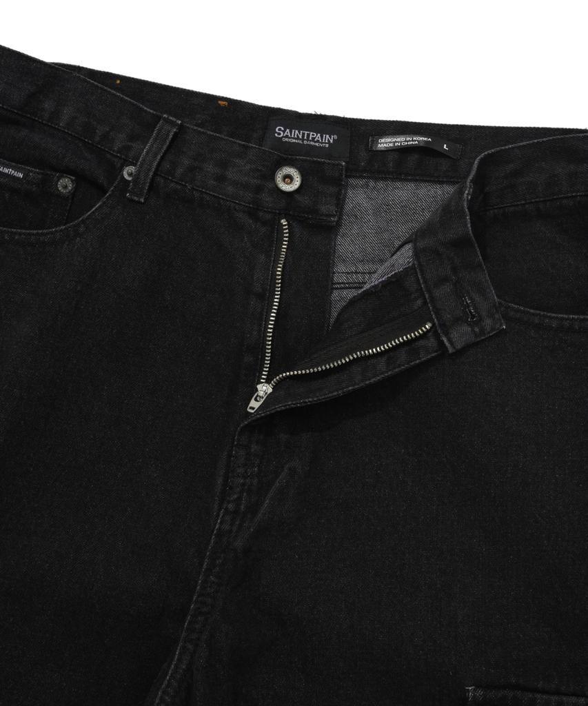 Saint Pain Sp Wide Fit Cargo Denim Pants - Black