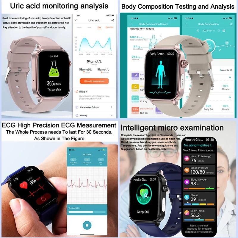 2025 Nou ECG+PPG Grăsime în Sânge Acid Uric Sănătate Ceas Inteligent Bărbați Ritm Cardiac Tensiune Arterială Apel Bluetooth Ceas Inteligent Femei