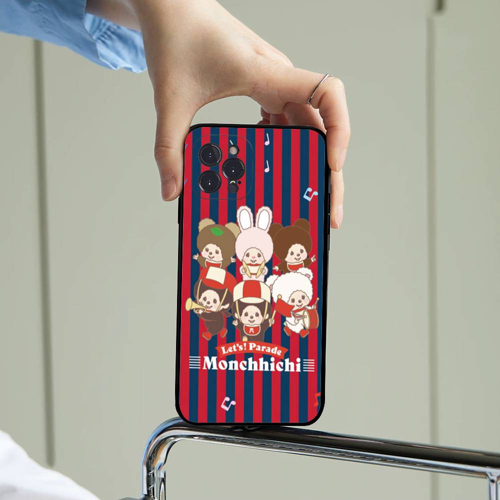 Cute M-Monchhichis-a Phone Case For IPhone 17 16 15 14 13 12 11 Pro Max Plus Mini Silicone Black Cover