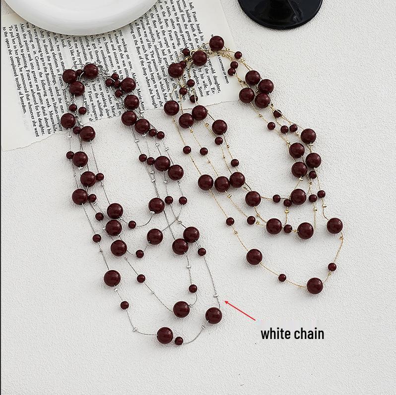 Collar Largo Multicolor de Perlas de 170cm Cadena para Suéter (NL012)