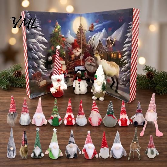 Holiday Party Favors 2026 Christmas Gnome Advent Calendar, 24 Day Countdown Box Set with Faceless Themed Desktop Ornaments Plush Dolls, Xmas for Tree