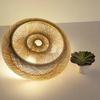 Rattan Flush Mount Ceiling Lights Fixture Boho Handmade Ceiling Chandelier Home Decorative for Bedroom Kitchen Foyer
