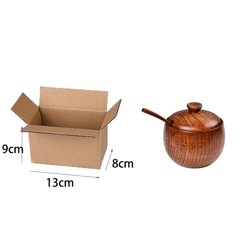 

Ретро банка для приправ из массива дерева с крышкой - Креативный деревянный контейнер для соли и приправ для кухни