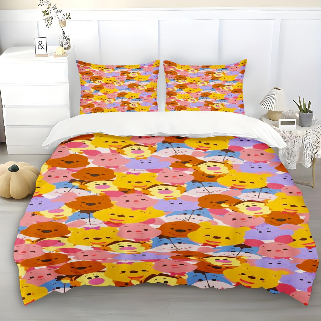 Winnie The Pooh Quilt Cover Set Soft And Durable A Must-Have For Children'S Bedrooms. Brushed Fabric With Zipper Closure.
