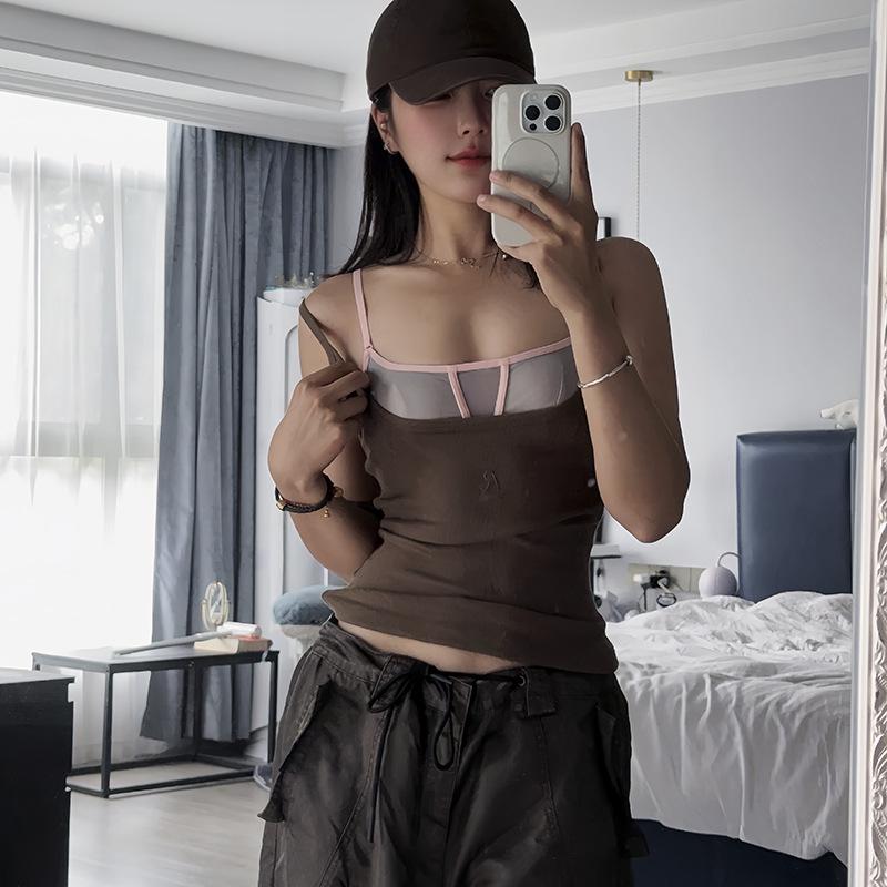 Sommer Atmungsaktives Mesh Colorblock BH für Mädchen mit Brustpolster - Bequem & Anti-Exposition, Ohne Bügel