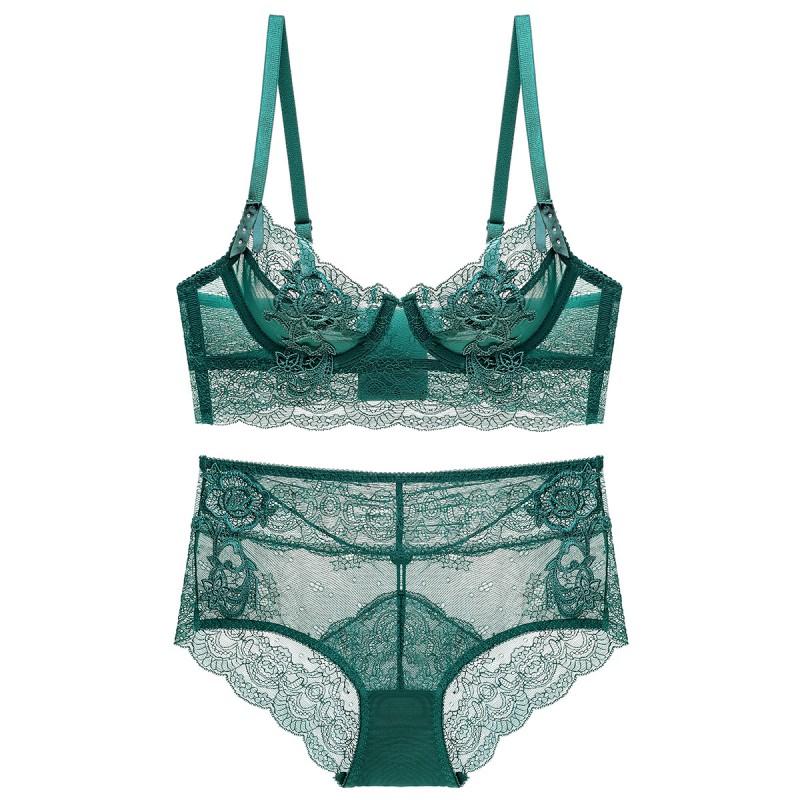 French Style Sexy Lace Bra Set Women Unlined Minimizer Bust Plus Size