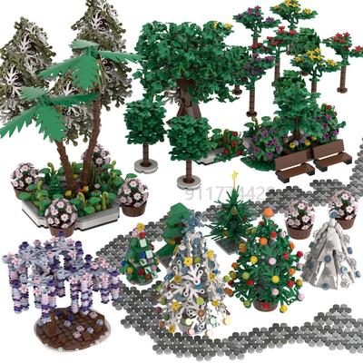 MOOXI Stadtfarm MOC Teile Figuren Bausteine Set Pflanze Baum Blatt Blume Gras Garten Modell Freunde Steine Spielzeug für Kinder