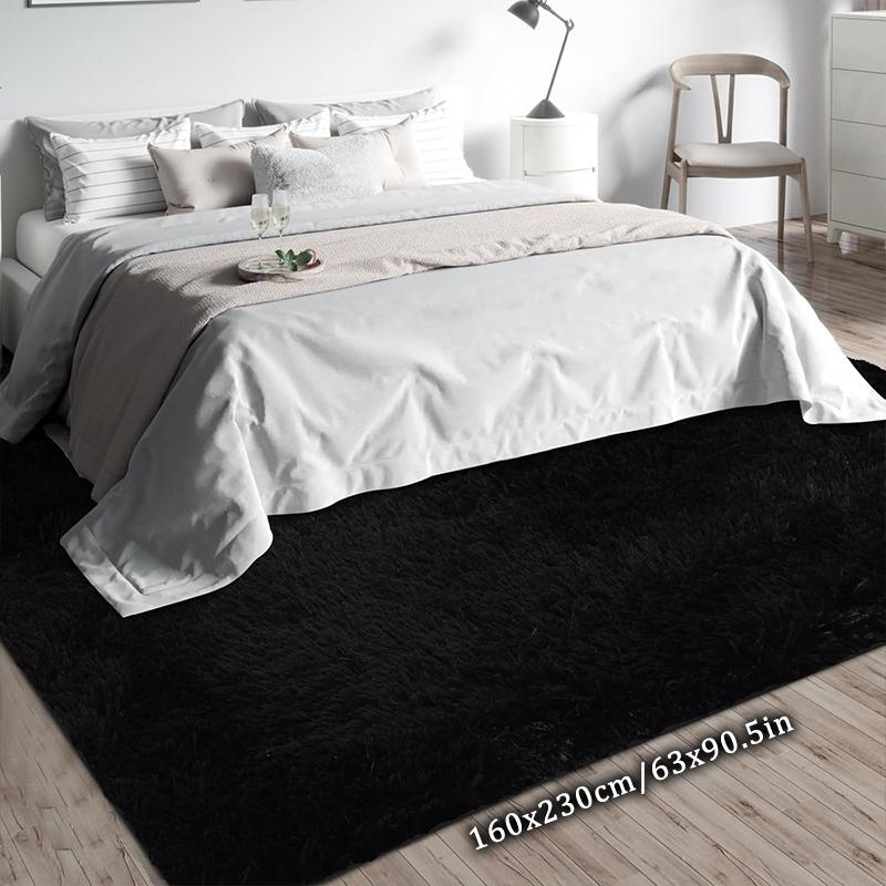 Luxury Black Large Area Plush Rug for Living Room Bedroom Fluffy Carpet,Shaggy Soft Bedside Rug Small Bathroom Floor Mat