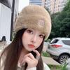 Korean Version of Autumn and Winter New Versatile Hat for Women Plush Letter Wool Hat Imitation Mink Hair Winter Warm Student Knit Hat