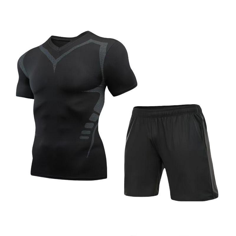 Men's Quick-Dry Breathable Sportswear Set - Tight-Fit, Long-Sleeve Base Layer for Outdoor Running & Training.