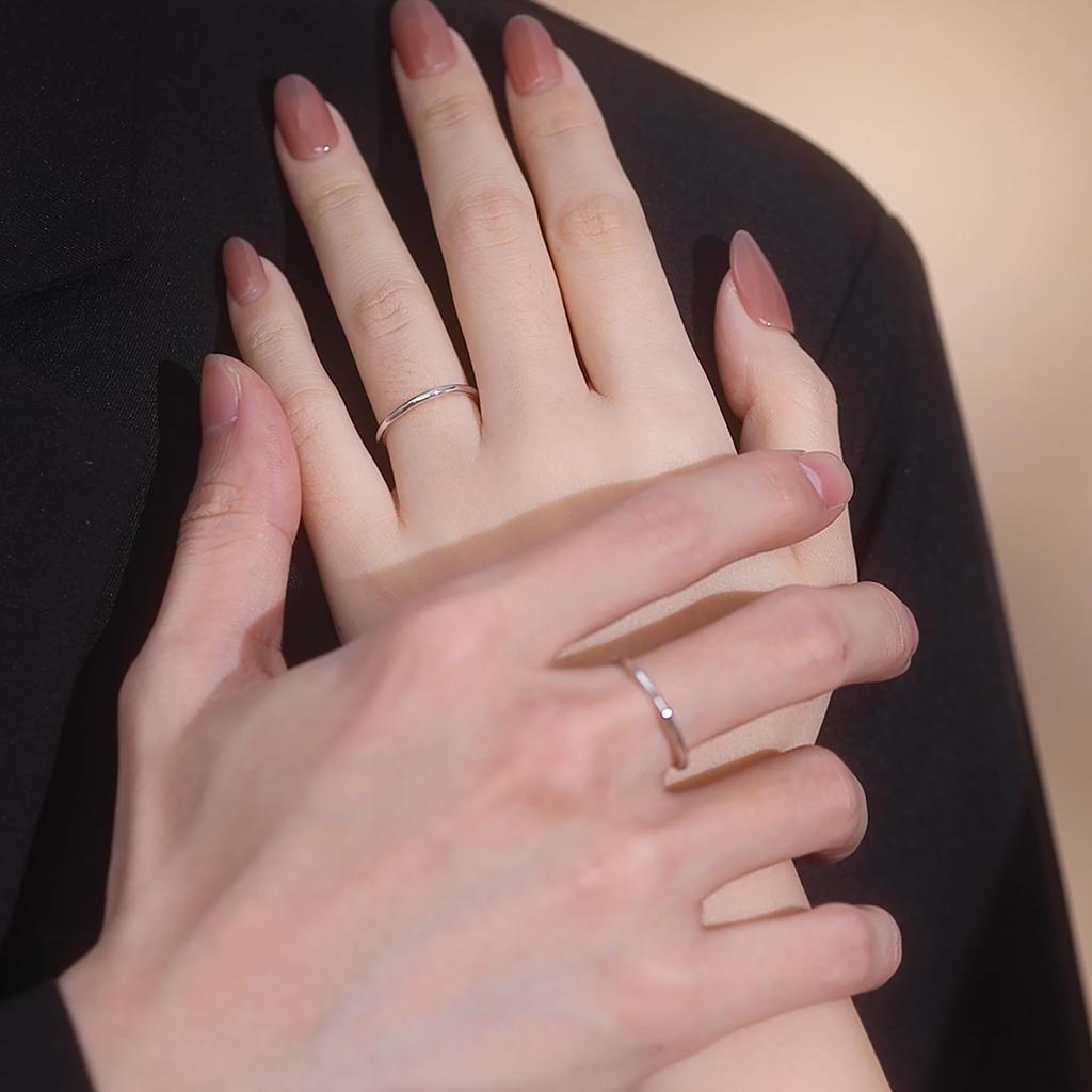 FANCIME Platinum Ring for Size Classic Engagement and Wedding Perfect for and Gift Wrapping Men, "Silent Love," 19, Band, Pt950, Simple, Sparkling,