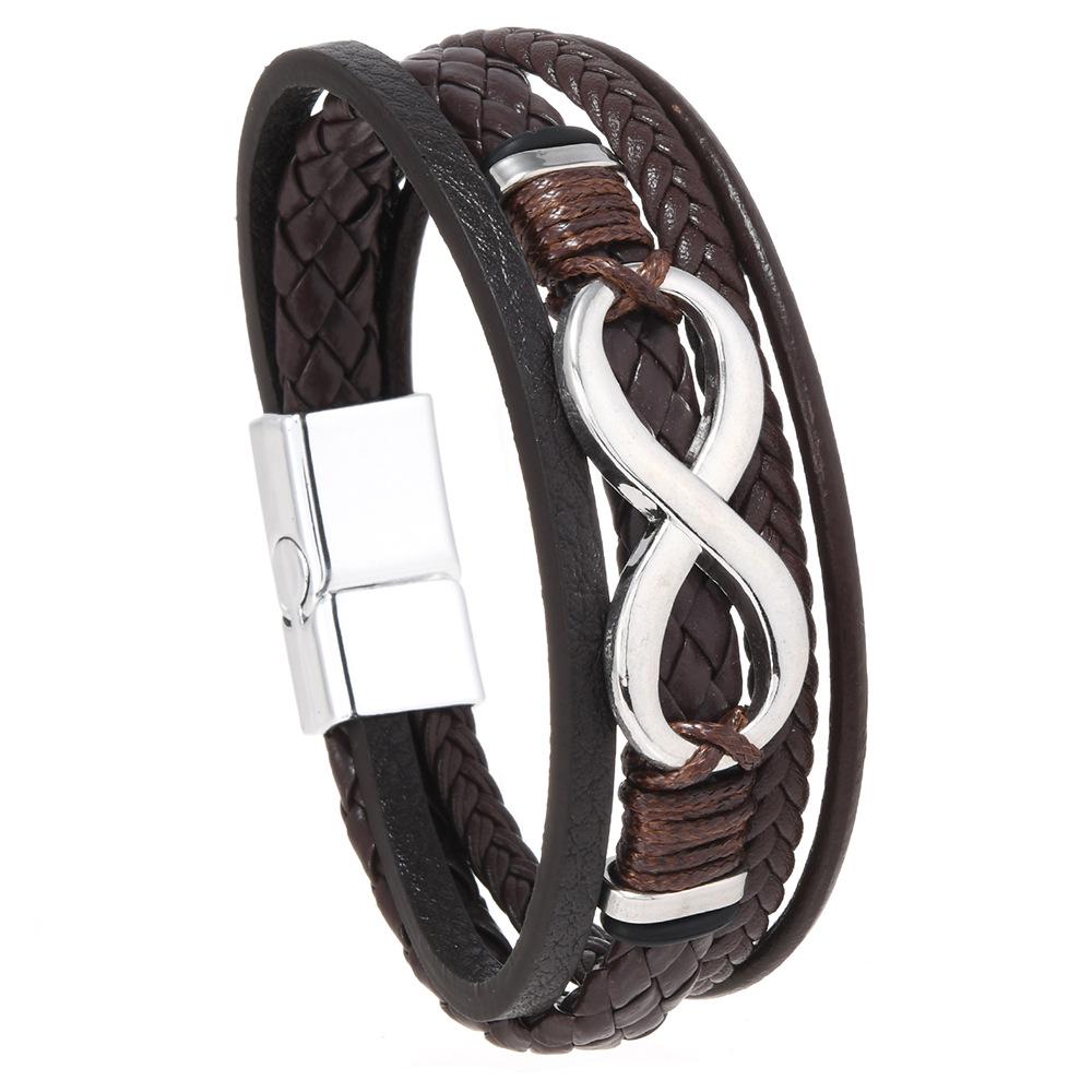 Unendlichkeitssymbol Retro Minimalistisches Herren-Lederarmband