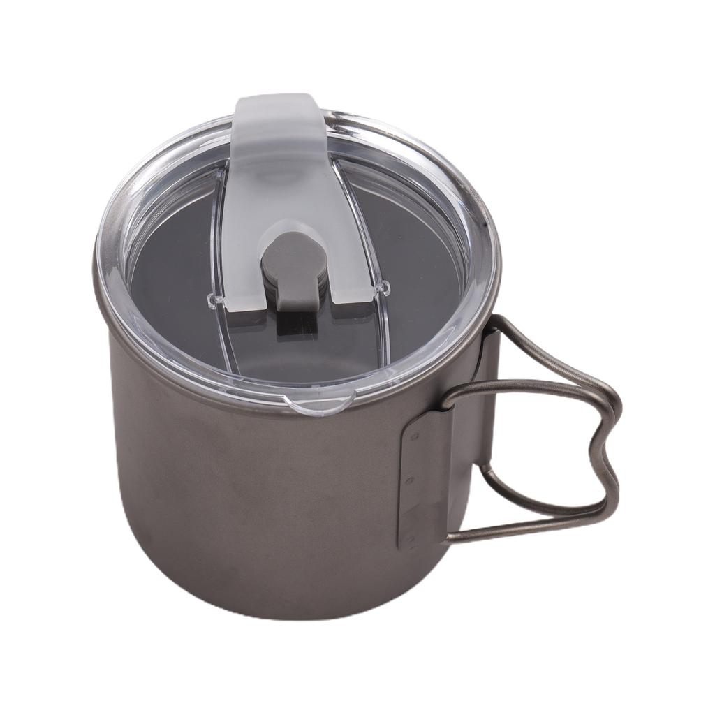 Venkovní 300ml kempingový kelímek na vodu z tvrdého eloxovaného hliníku se skládací rukojetí a víkem pro venkovní použití