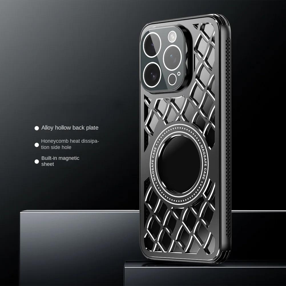 

Для Magsafe Чехол из алюминиевого сплава с теплоотводом и защитой от ударов для iPhone 16Pro Max 16 15 14 13 12 Pro Задняя панель Магнитная беспроводная зарядная крышка iPhone 16 Pro Max чёрный