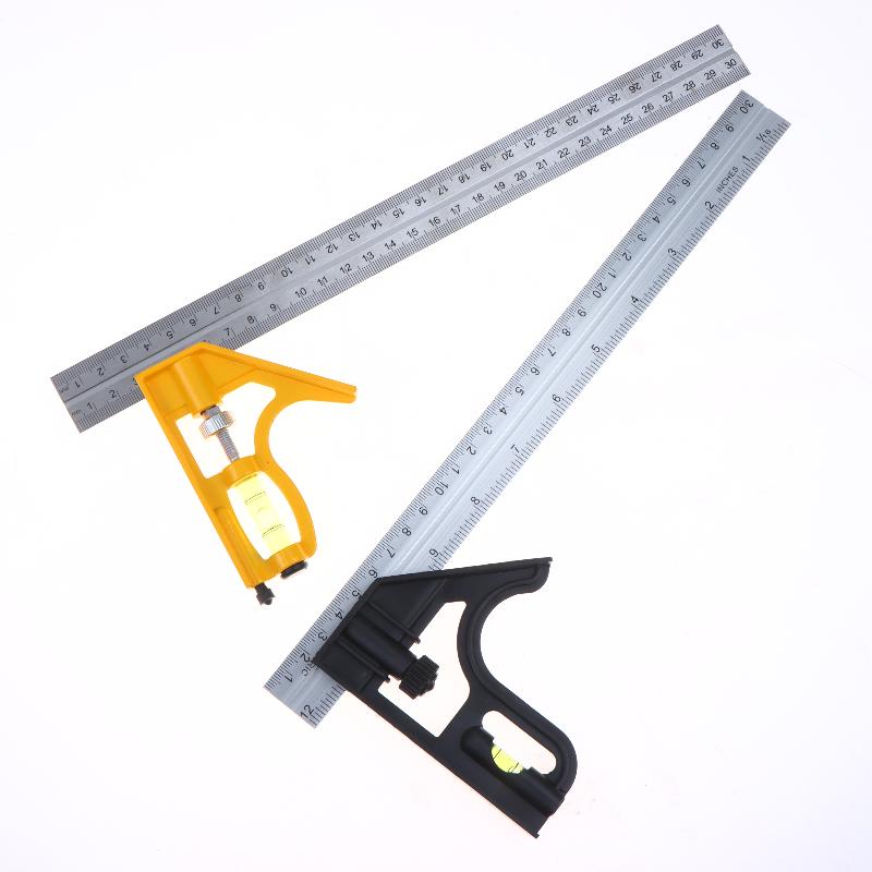 Multifunctional 300MM Adjustable Angle Ruler 12" Combination Square Ruler Woodworking Level Gauge Angle Metric Ruler