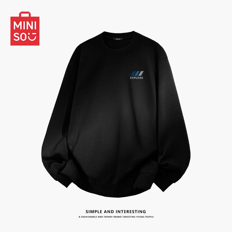 MINISO Men's Oversized Crew Neck Sweatshirt with Chest Logo