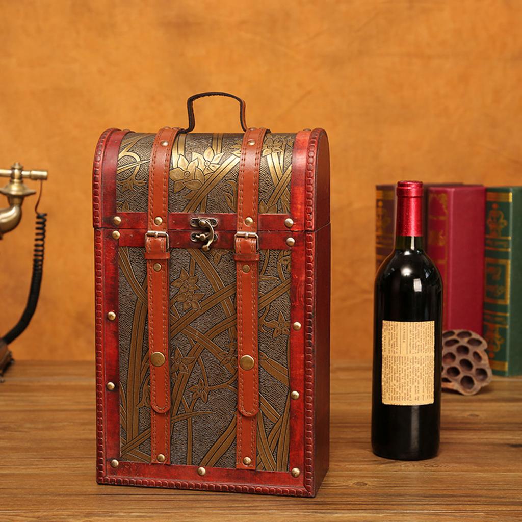 Antique Styles Sturdy Wood Wine Bottle Box for Elegant Gift Presentation and Storage in Weddings or Anniversaries