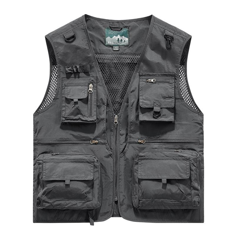 

Мужской жилет спецодежда с несколькими карманами и свободного кроя для рыбалки на открытом воздухе, жилет фотографа XXXL серый