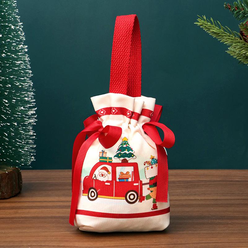 1pc Christmas Theme Decor Gift Pack Drawstring Bag Knitted Tote Bag Christmas Eve Peace Apple Xmas Party Giving Small Gifts